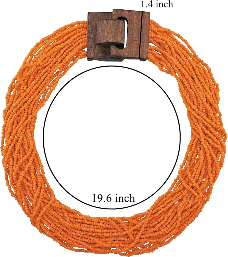 Coiris Beaded Strand Necklace for Women Boho Chunky Beaded Strand Necklace Bohemian Summer Beach Necklace Jewelry for Women(N0059-Black) - Image 5